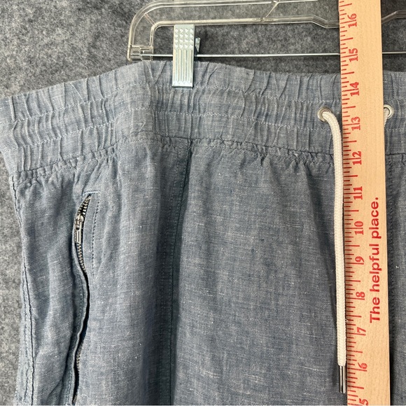 ATHLETA Cabo Linen Wide Leg Zip-Pocket Drawstring Pants Chambray Blue Size 24 - Picture 9 of 12